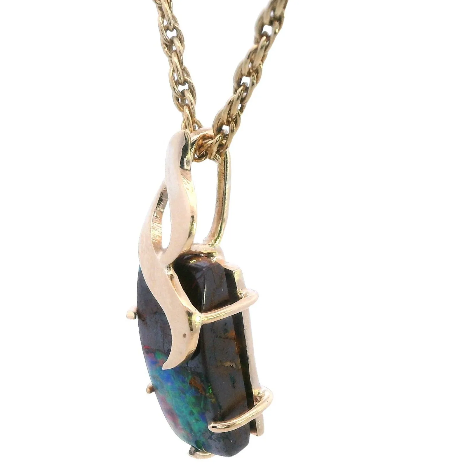 Handcrafted 9ct Yellow Gold Boulder Opal Pendant - Natural Beauty