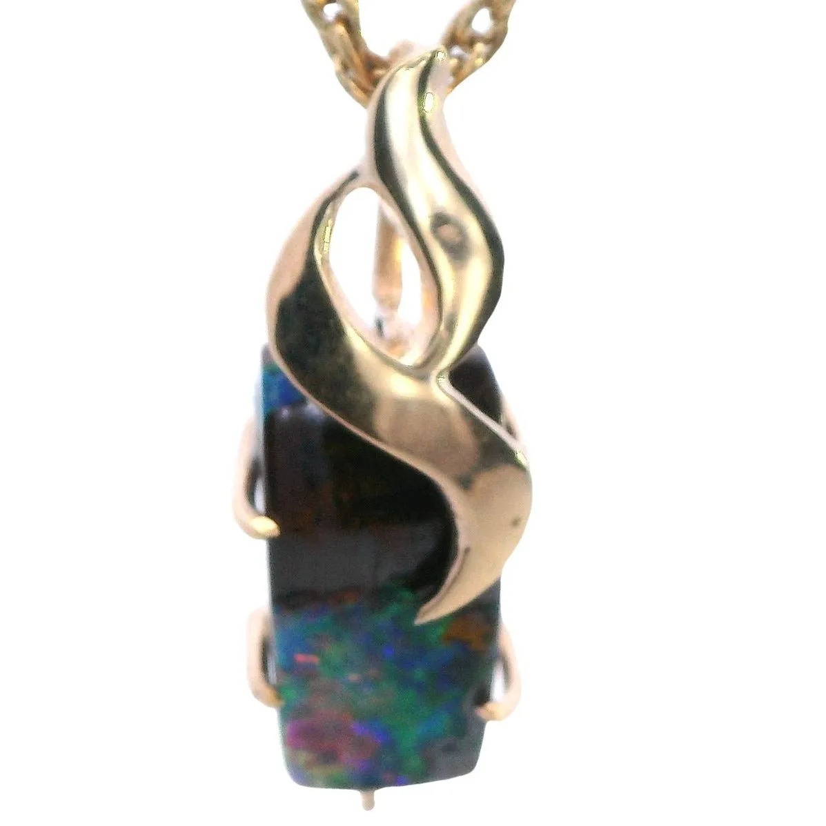 Handcrafted 9ct Yellow Gold Boulder Opal Pendant - Natural Beauty