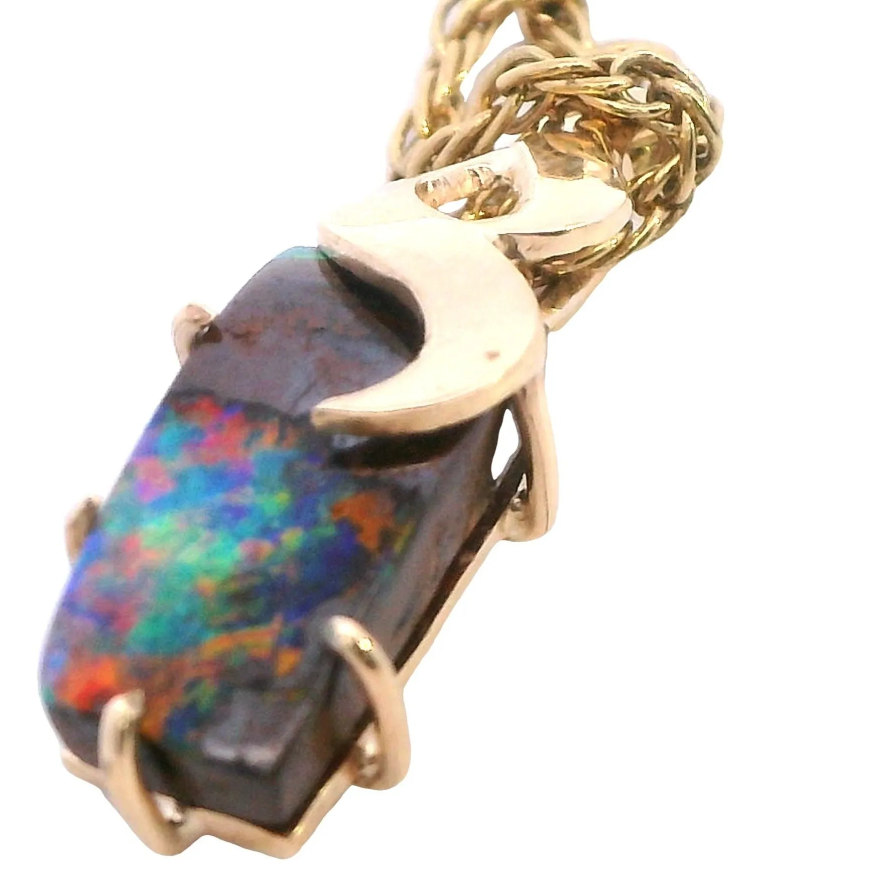 Handcrafted 9ct Yellow Gold Boulder Opal Pendant - Natural Beauty