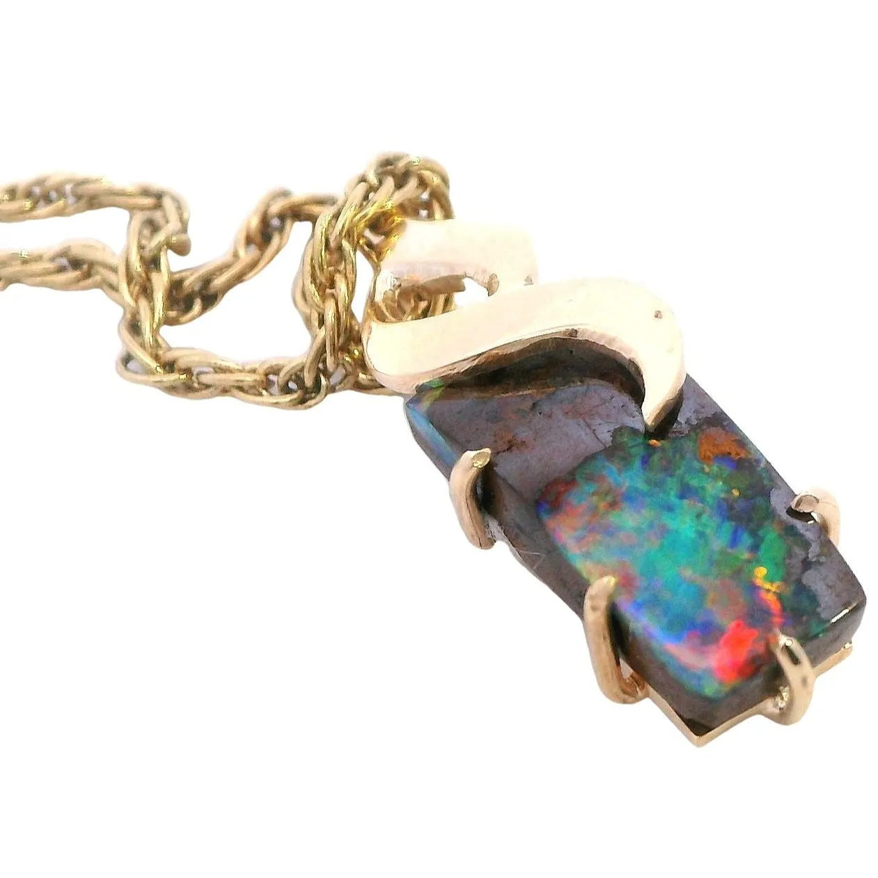 Handcrafted 9ct Yellow Gold Boulder Opal Pendant - Natural Beauty