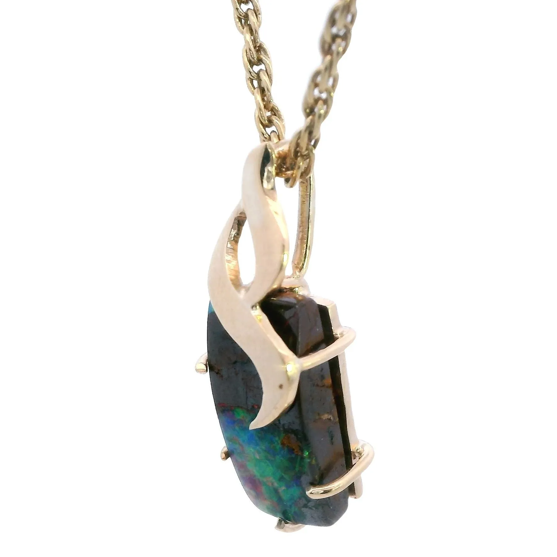 Handcrafted 9ct Yellow Gold Boulder Opal Pendant - Natural Beauty