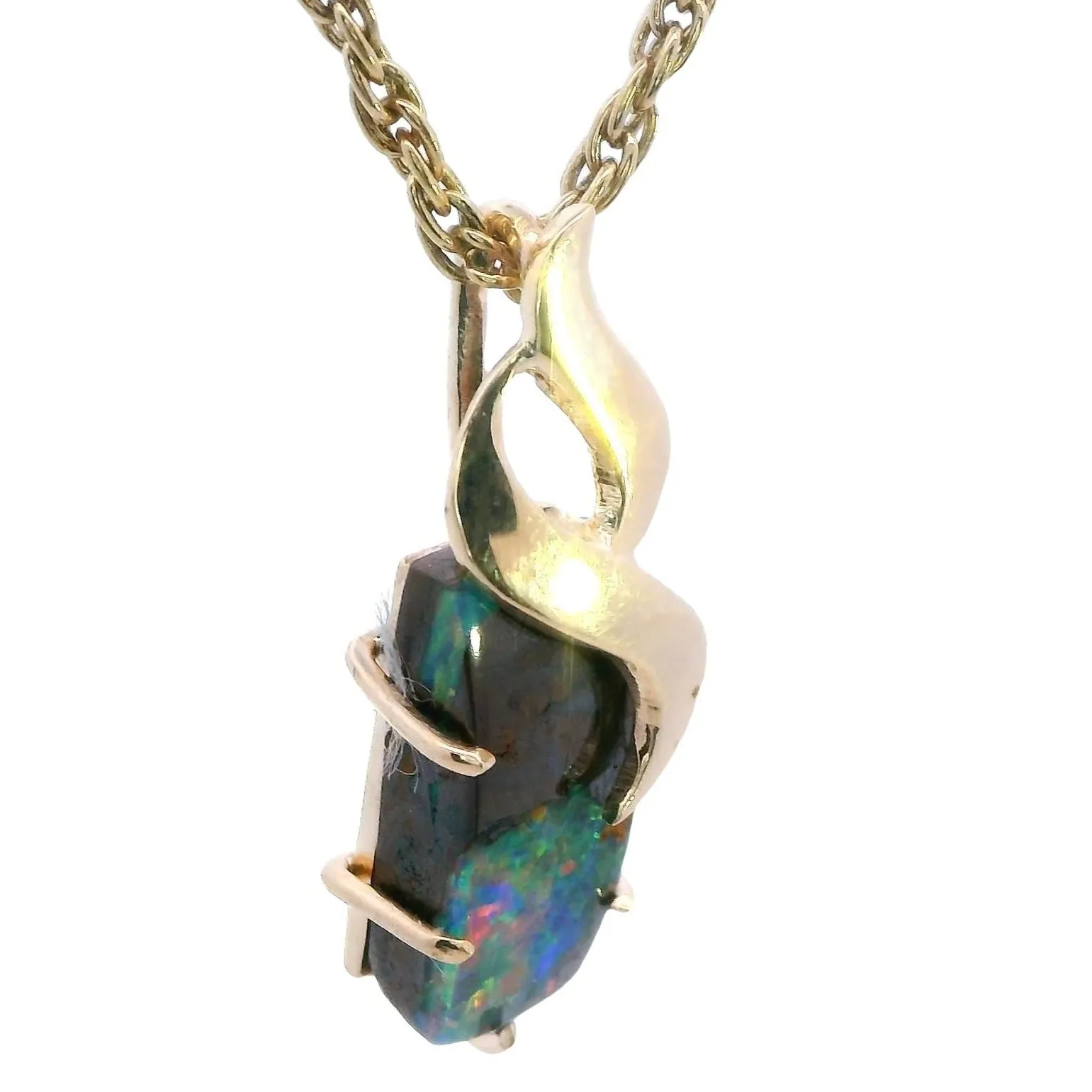 Handcrafted 9ct Yellow Gold Boulder Opal Pendant - Natural Beauty