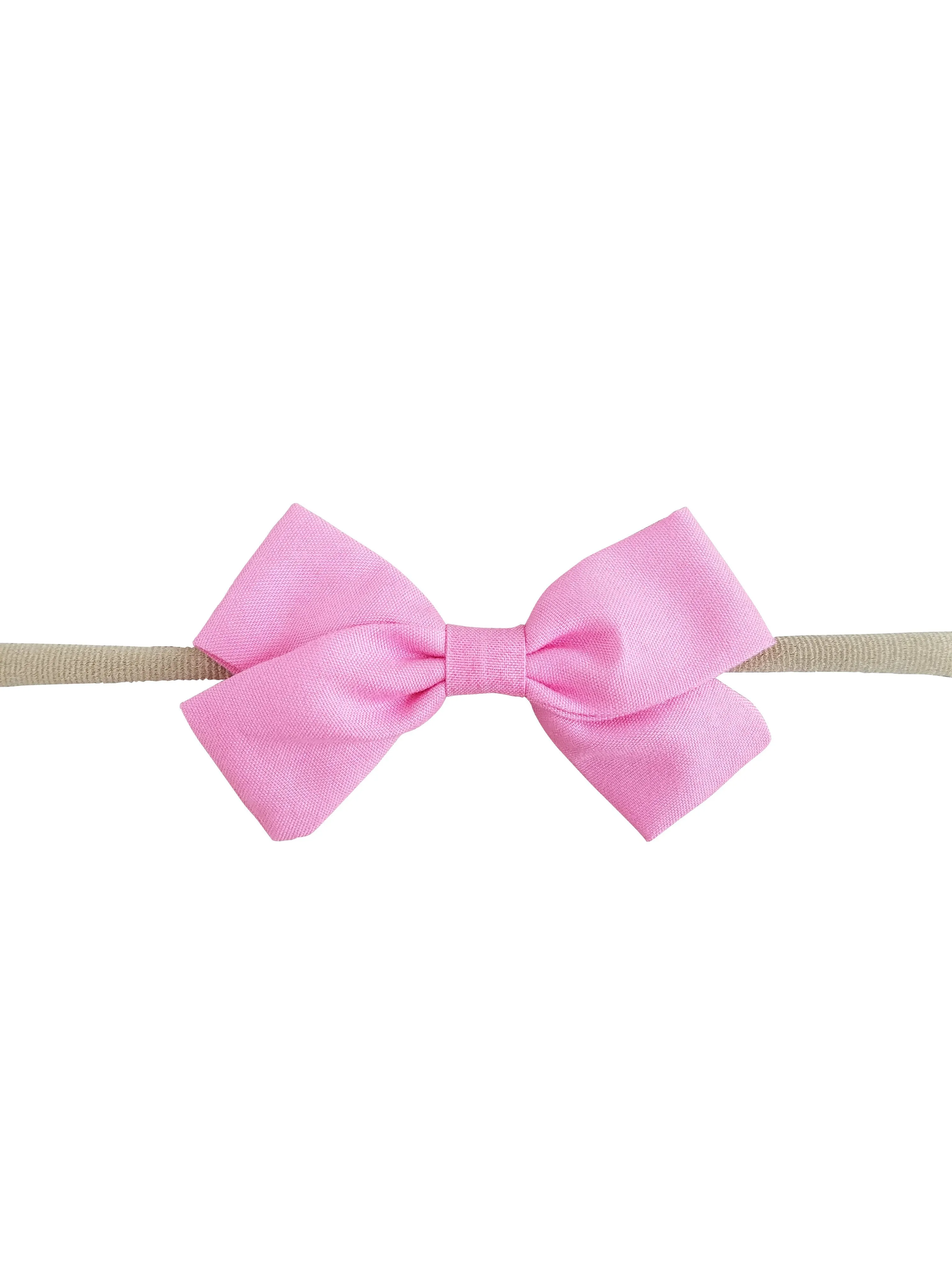 Handmade 3.5" Hair Bow on Soft Stretchy Nylon Headband