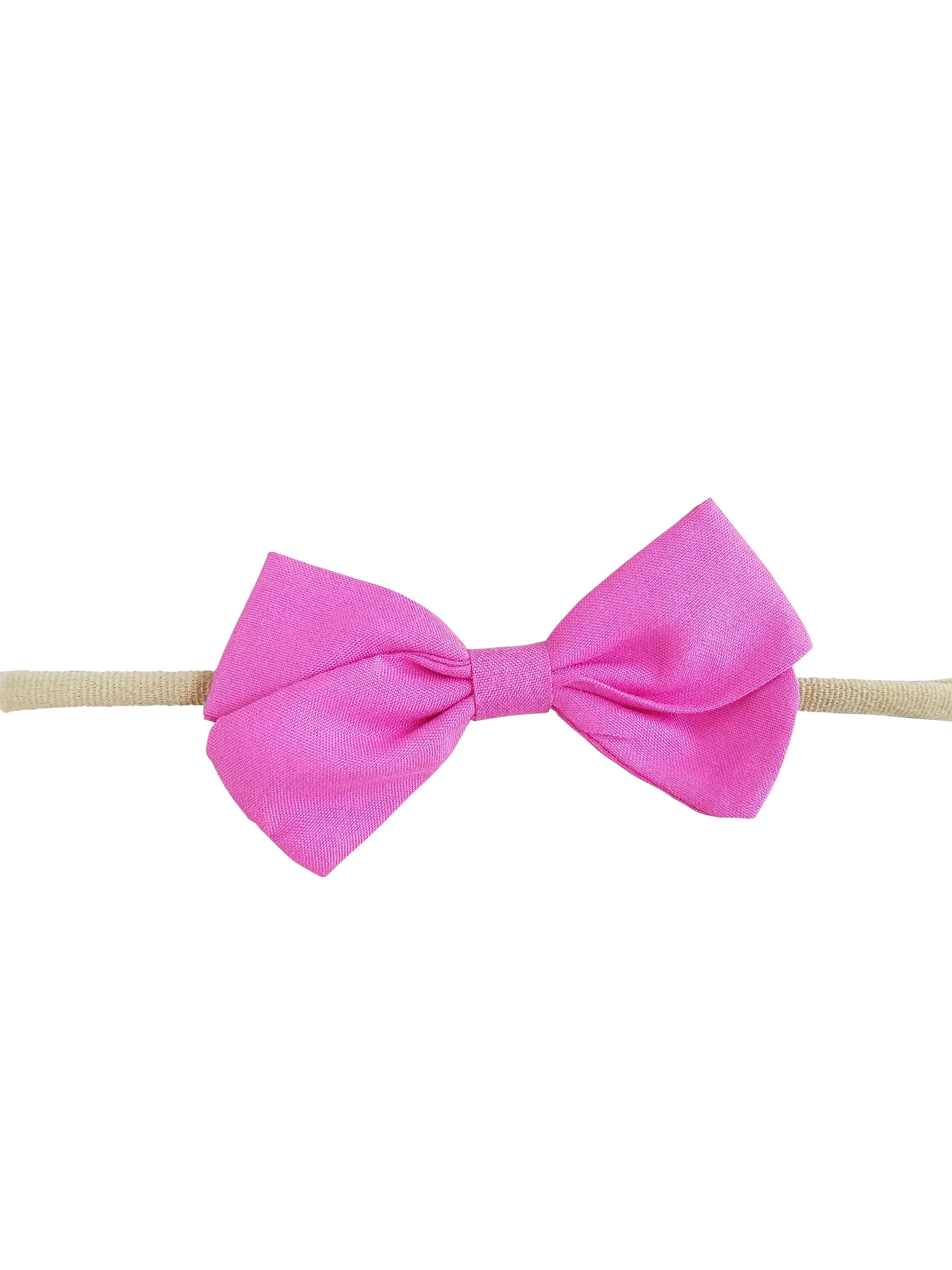 Handmade 3.5" Hair Bow on Soft Stretchy Nylon Headband