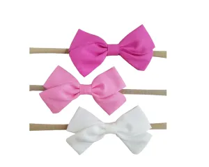 Handmade 3.5" Hair Bow on Soft Stretchy Nylon Headband