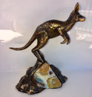 Hopping Kangaroo on Boulder opal