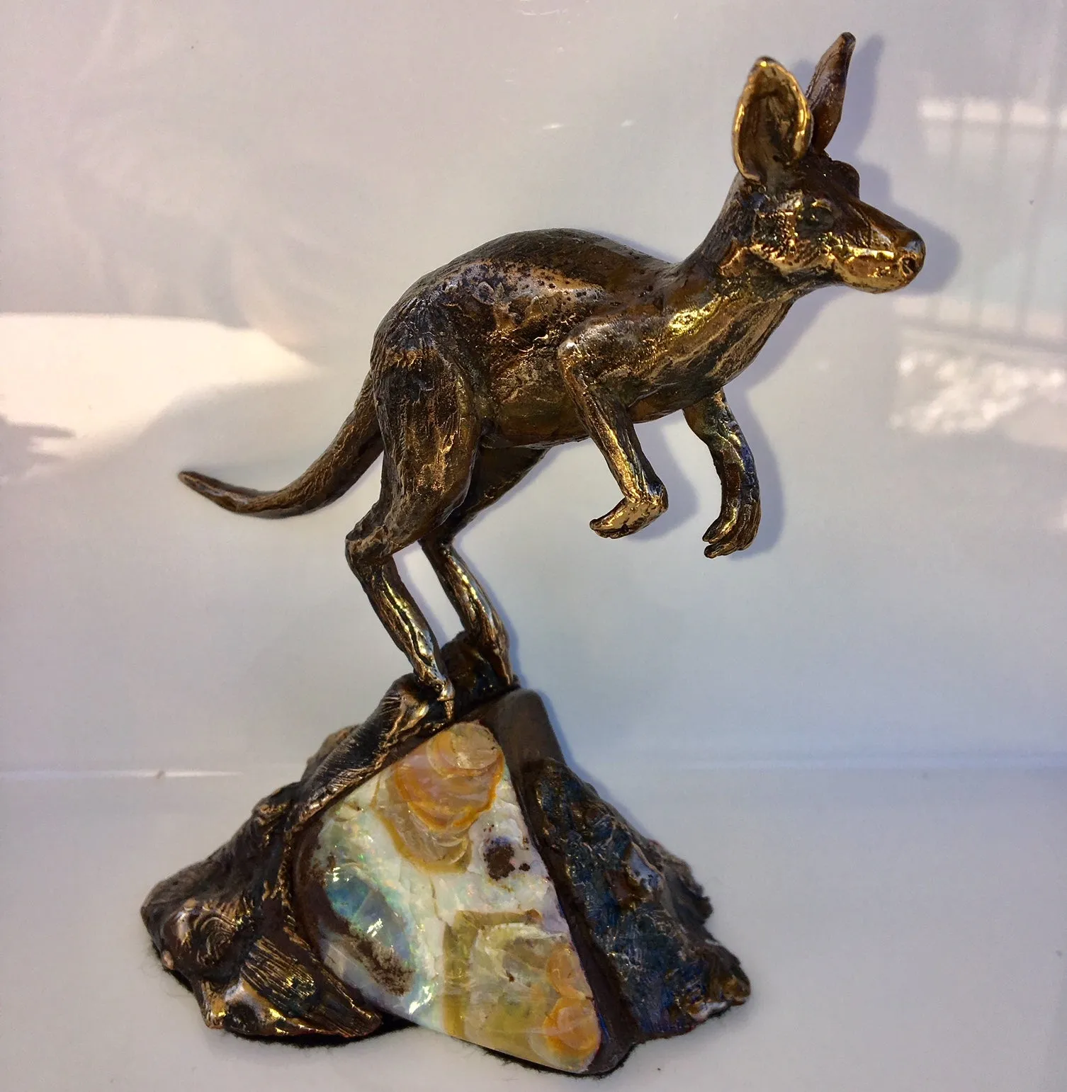 Hopping Kangaroo on Boulder opal