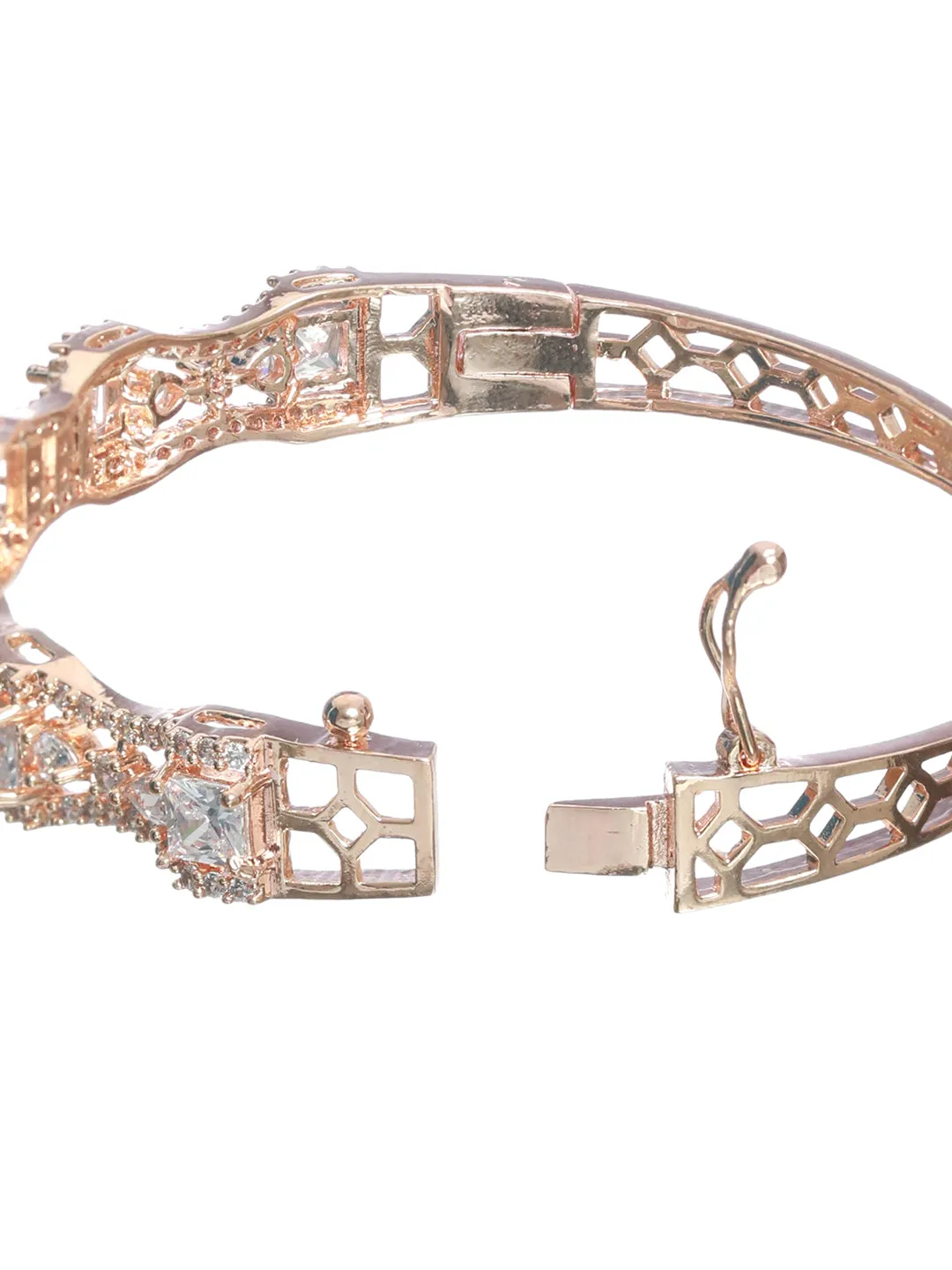 Jazz And Sizzle Rose Gold-Plated American Diamond Studded Bracelet