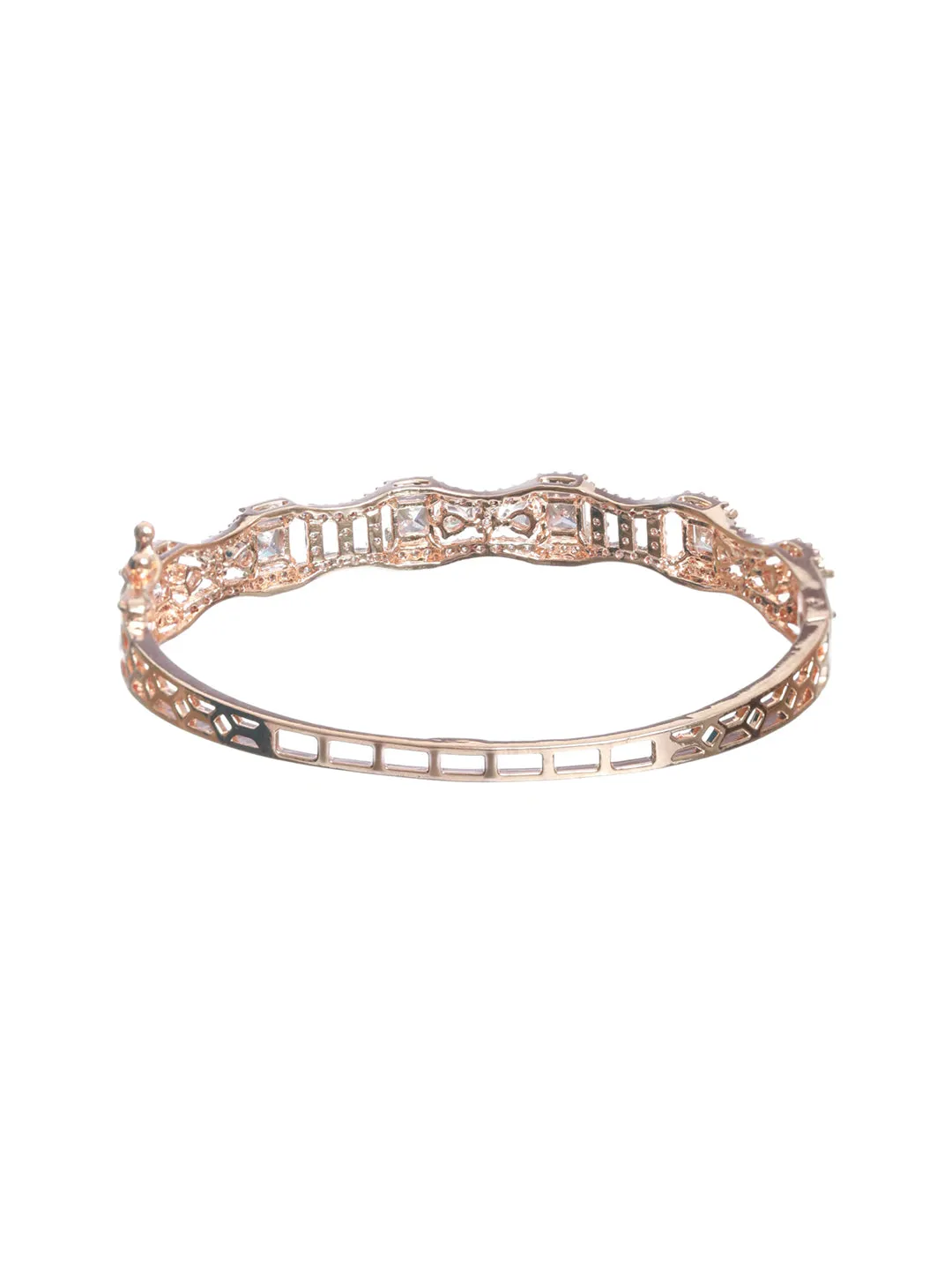 Jazz And Sizzle Rose Gold-Plated American Diamond Studded Bracelet