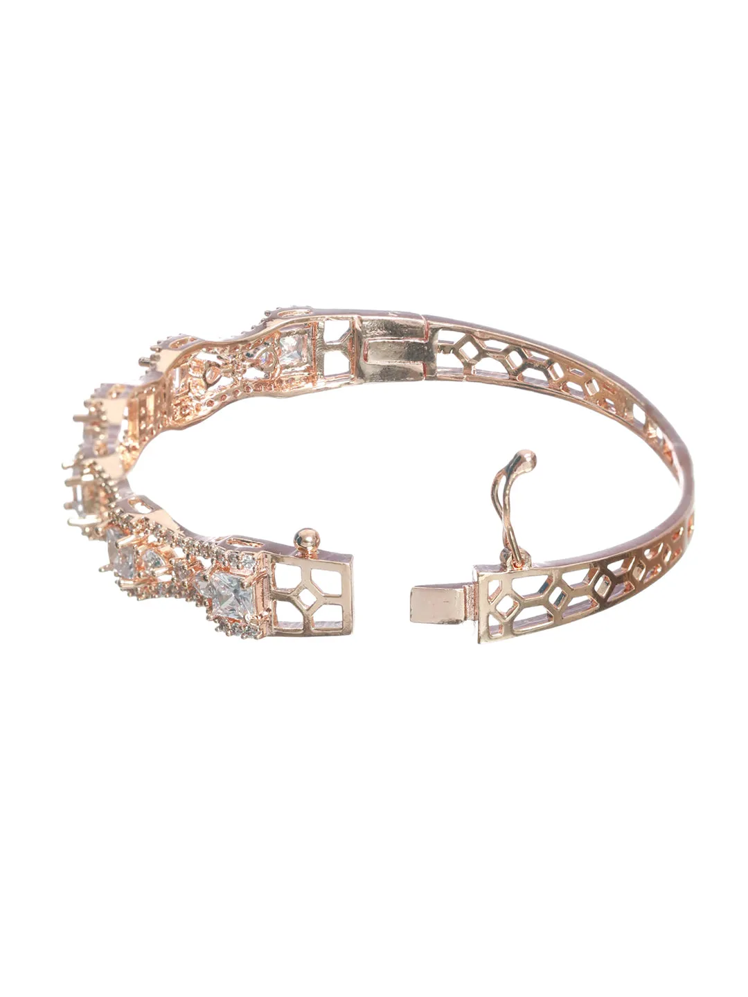 Jazz And Sizzle Rose Gold-Plated American Diamond Studded Bracelet