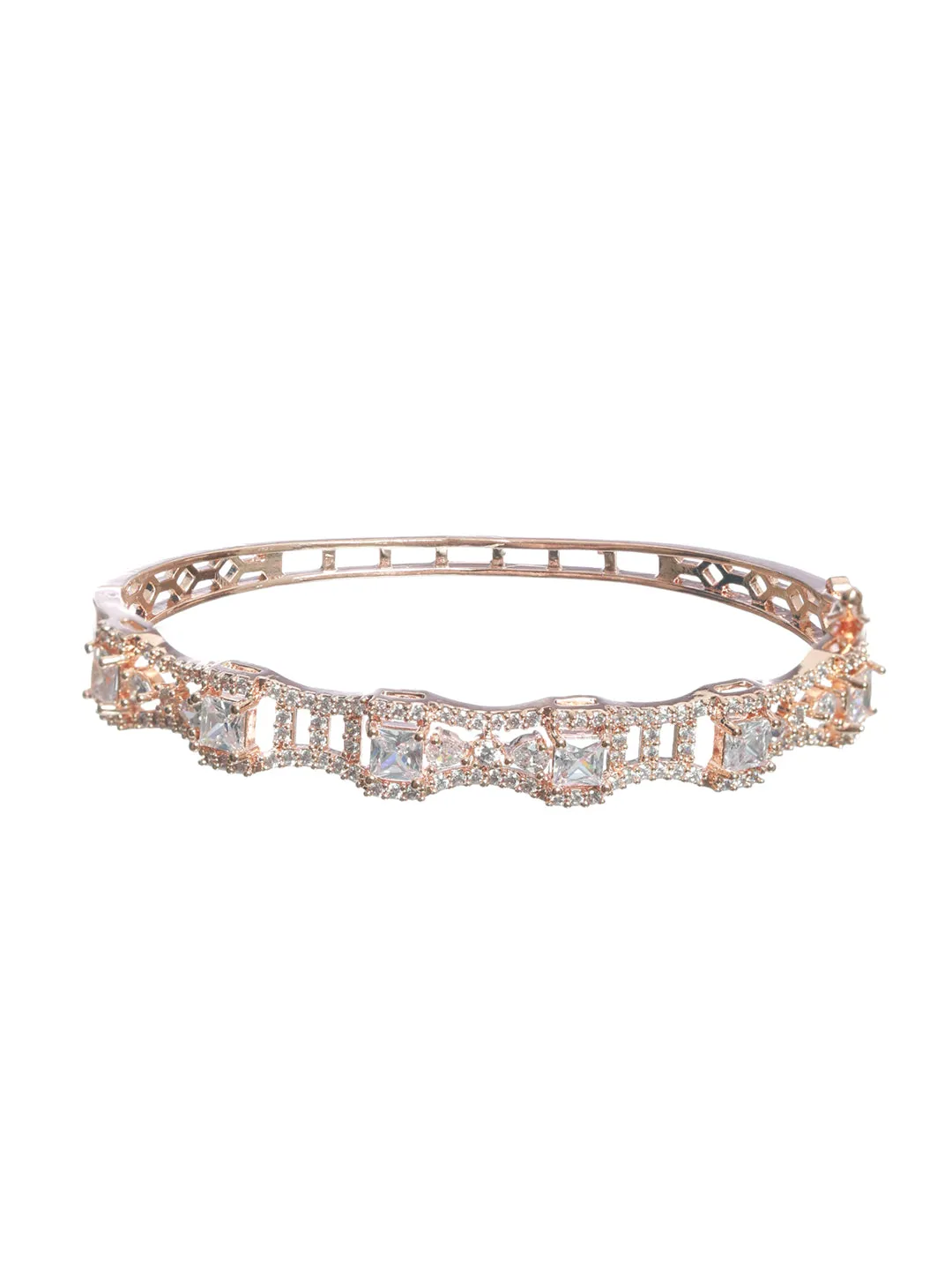 Jazz And Sizzle Rose Gold-Plated American Diamond Studded Bracelet