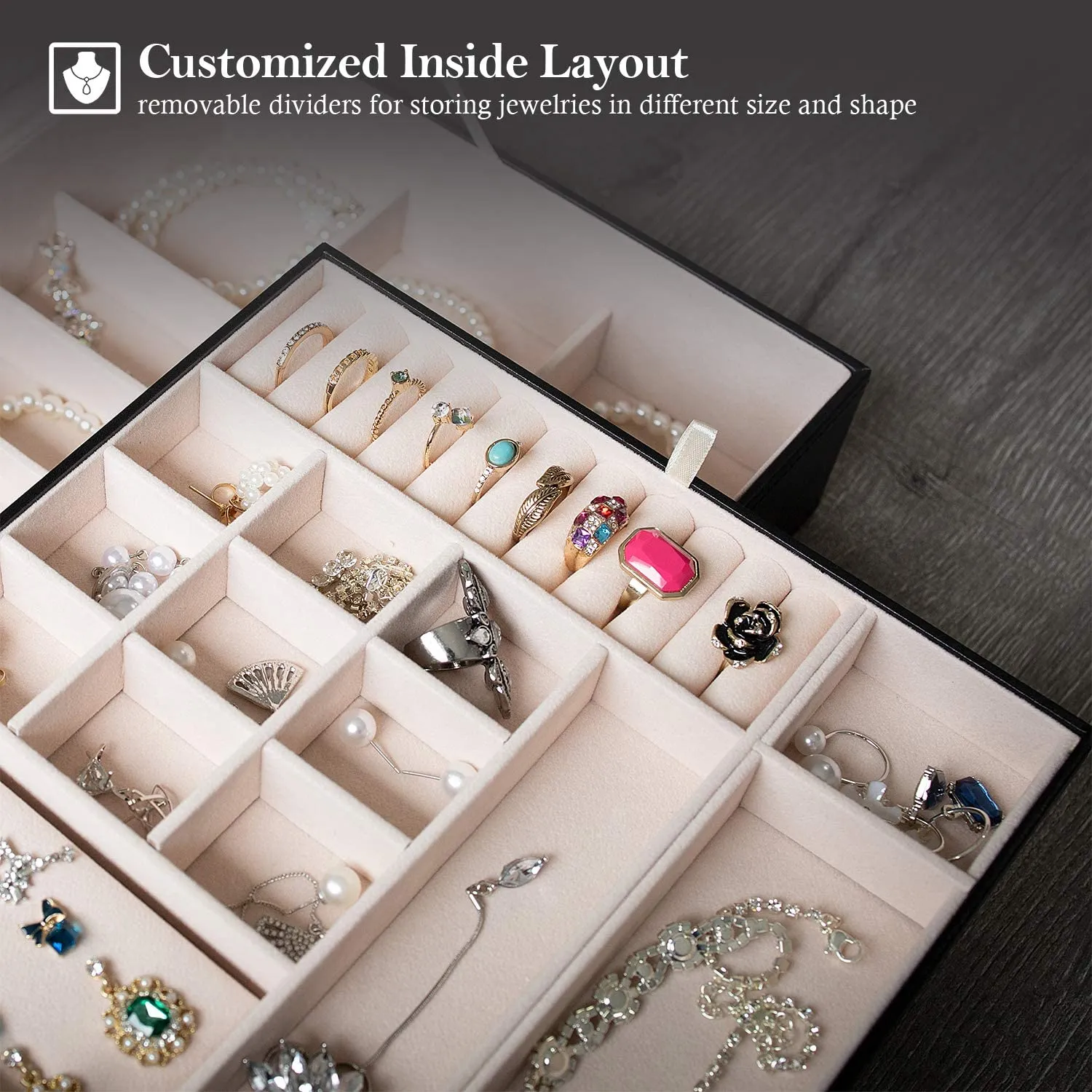 Jewelry Box Storage Case with Two Layers Display | ProCase