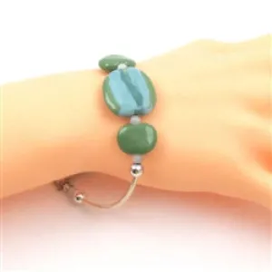 Kazuri  Bracelet in Green Bangle Style