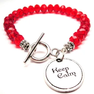 Keep Calm Crystal Beaded Toggle Style Bracelet