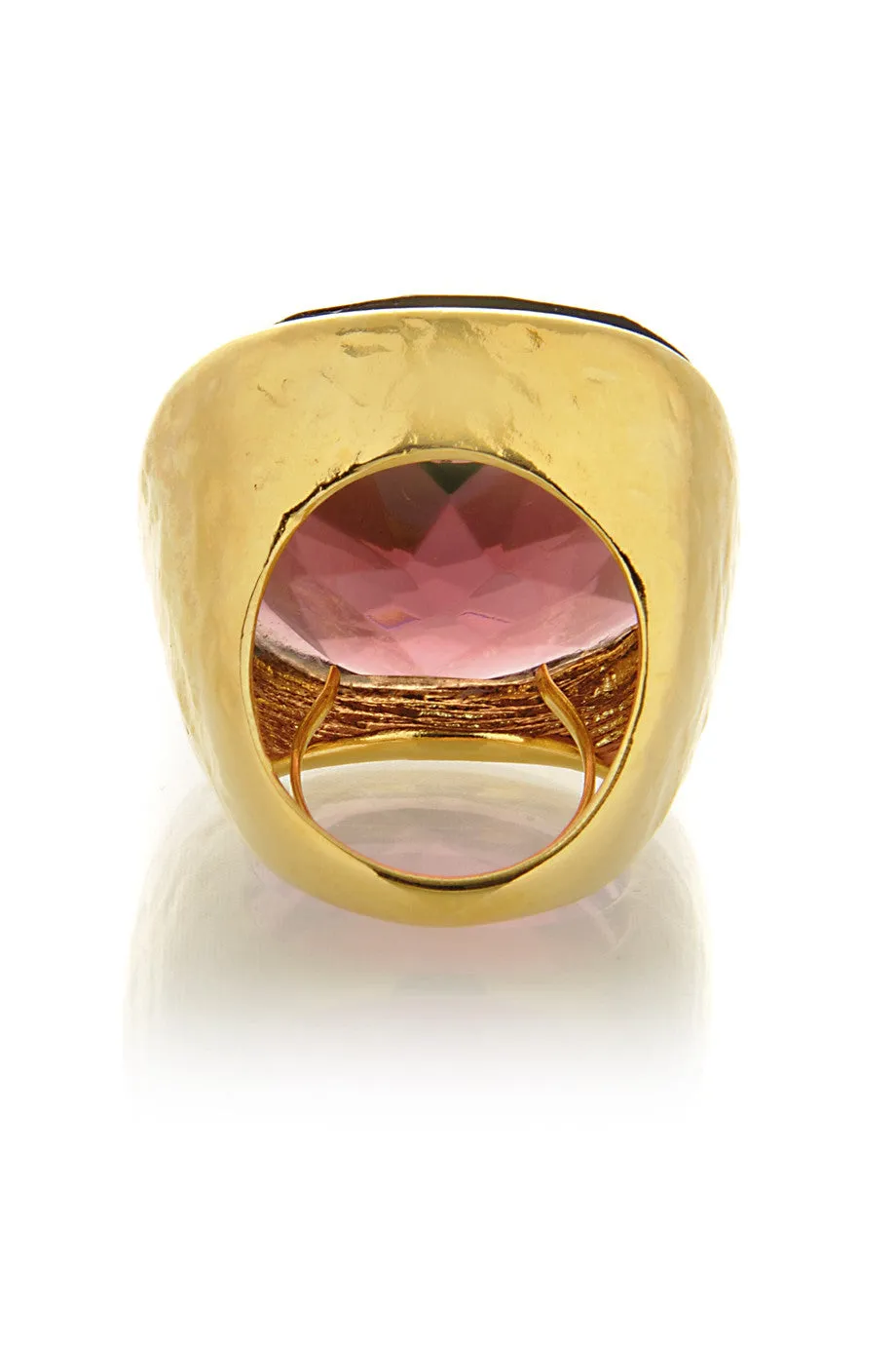 KENNETH JAY LANE AMETHYST Gold Hammered Ring