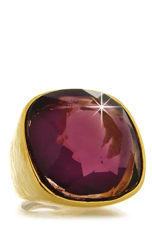 KENNETH JAY LANE AMETHYST Gold Hammered Ring