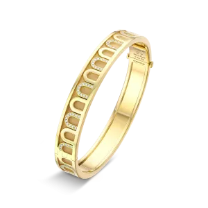 L'Arc de DAVIDOR Bangle MM, 18k Yellow Gold with Satin Finish and Colonnato Diamonds