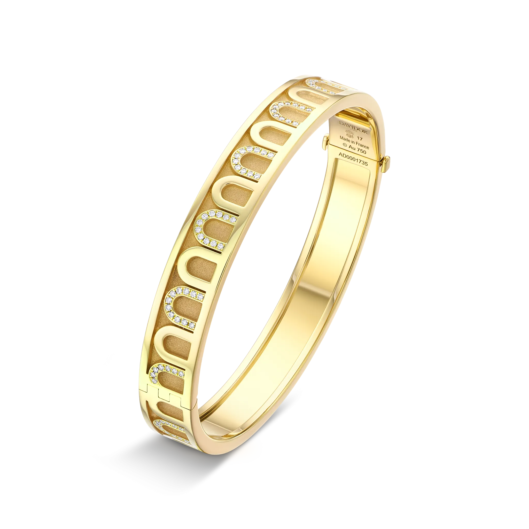 L'Arc de DAVIDOR Bangle MM, 18k Yellow Gold with Satin Finish and Colonnato Diamonds