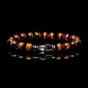 Laurel Silver Tiger Eye Beaded Bracelet