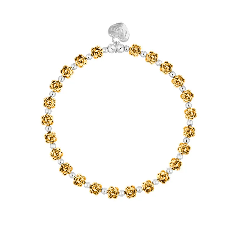 Life Charms Bracelet Gold Flowers