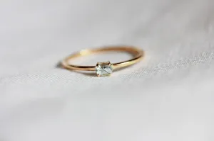 Little Gold Mini Gem Stacking Ring (Aquamarine)