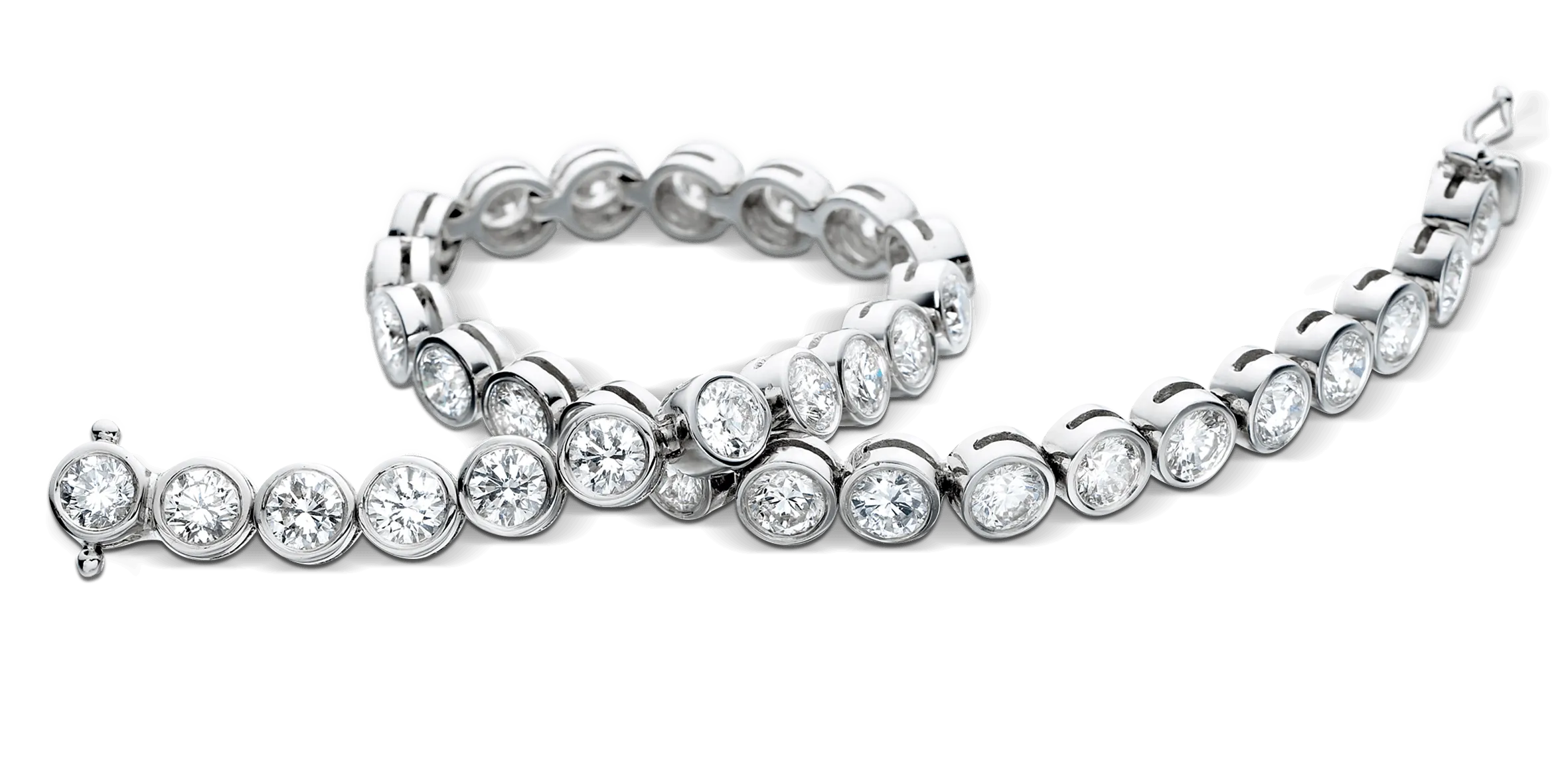 Luna 18ct White Gold Rub Over Set Diamond Bracelet