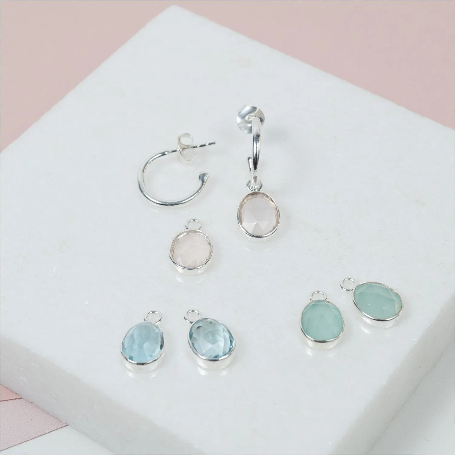 Manhattan Silver & Blue Topaz Interchangeable Gemstone Earrings