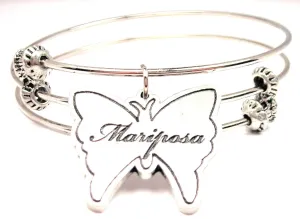 Mariposa Butterfly In Spanish Triple Style Expandable Bangle Bracelet