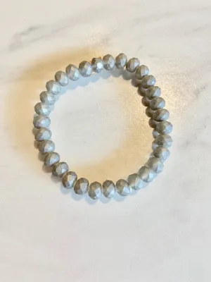 Matte Silver Faceted Bead Stretch Bracelet