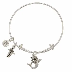 Mermaid Conch Shell Charm Bangle Bracelet