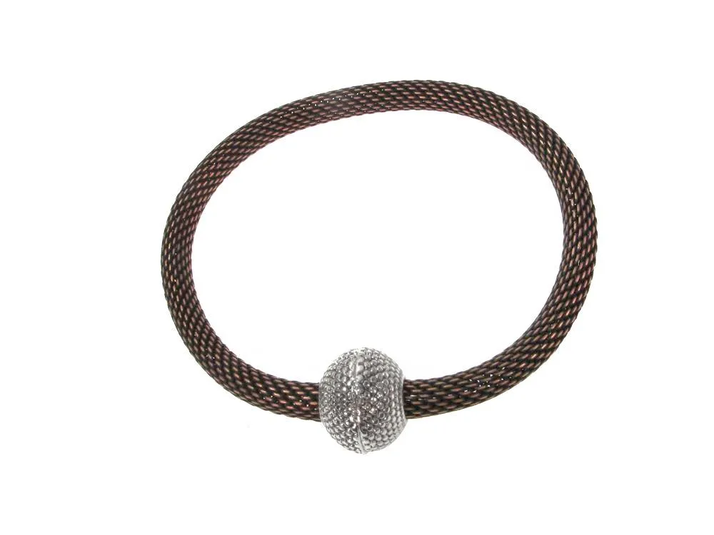 Mesh Bracelet with Textured Magnetic Ball Clasp