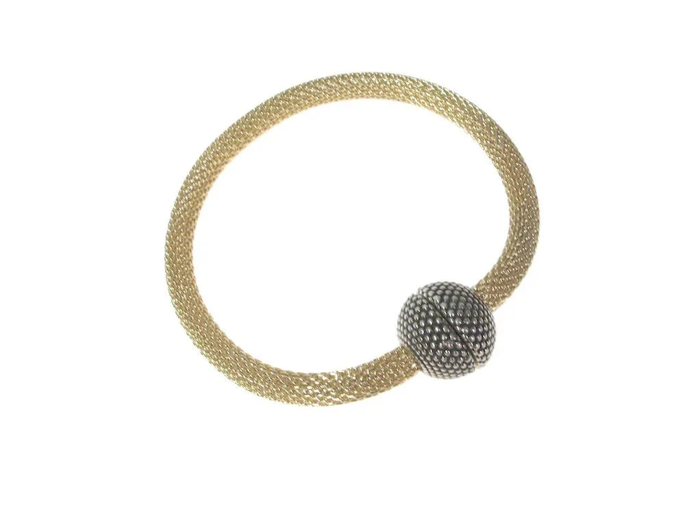 Mesh Bracelet with Textured Magnetic Ball Clasp