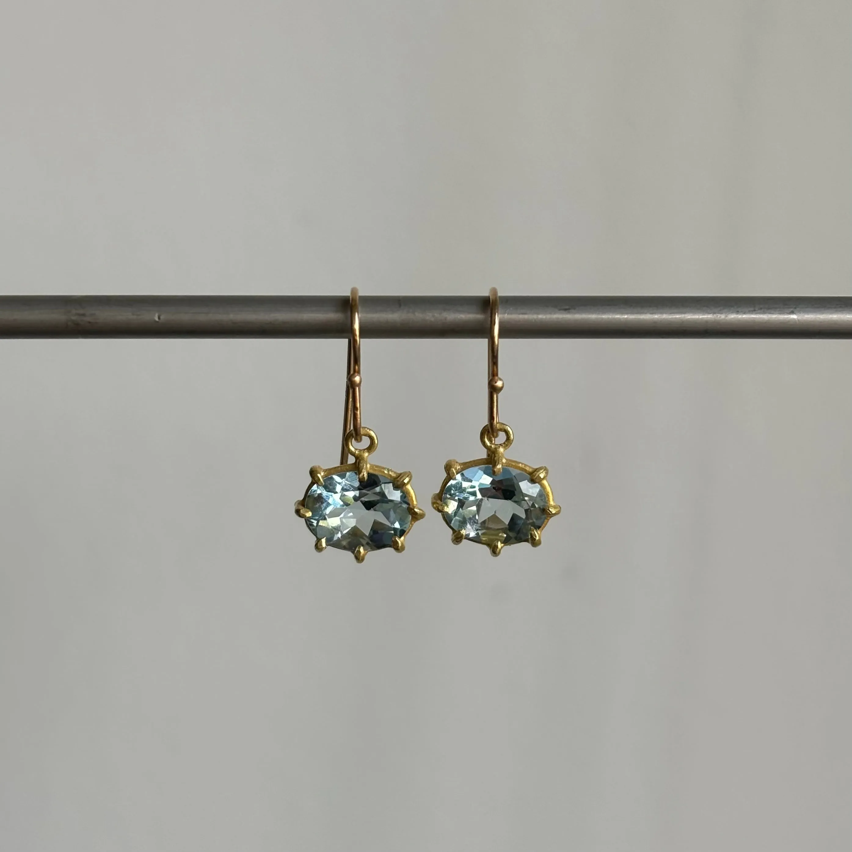 Mini Faceted Oval Aquamarine Earrings