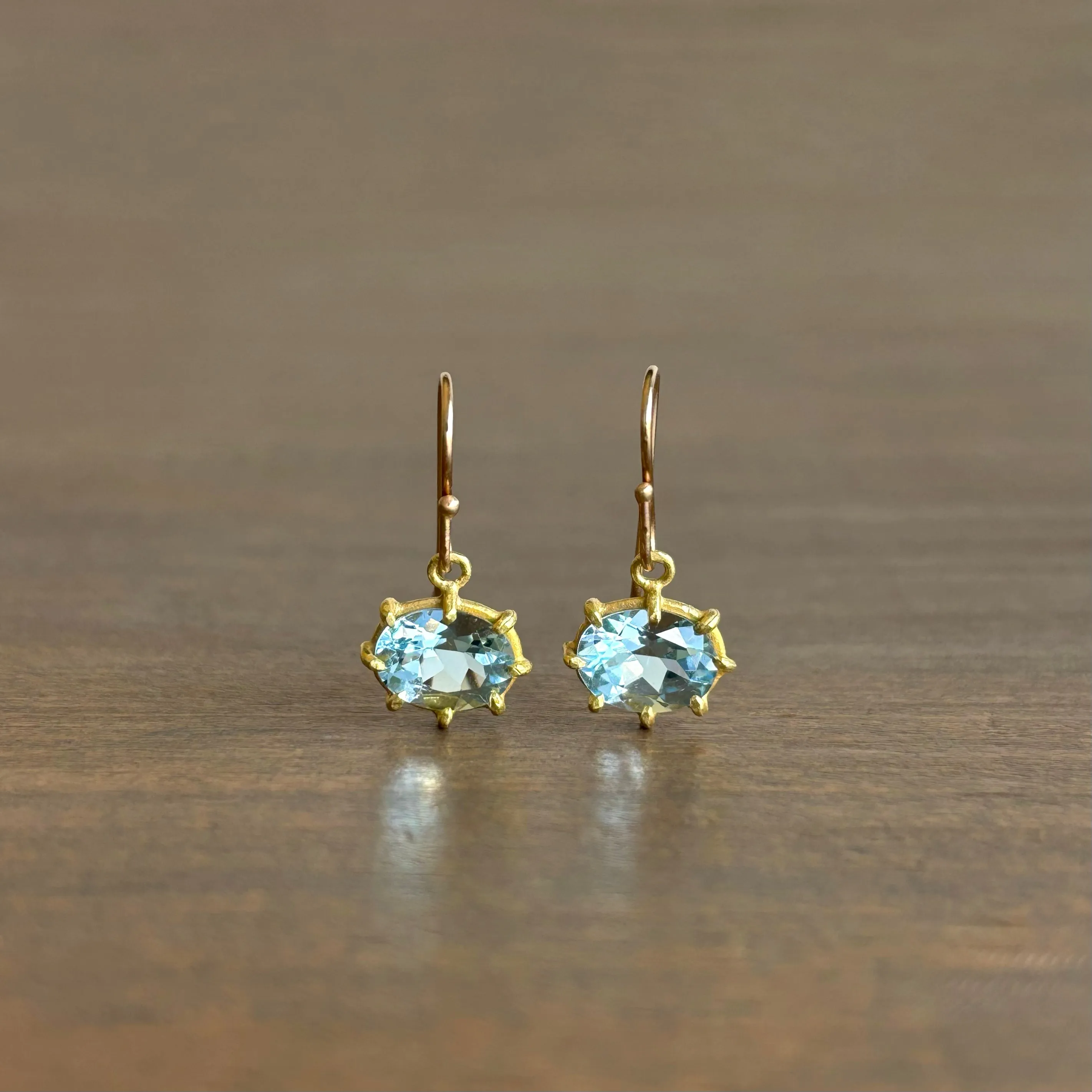 Mini Faceted Oval Aquamarine Earrings