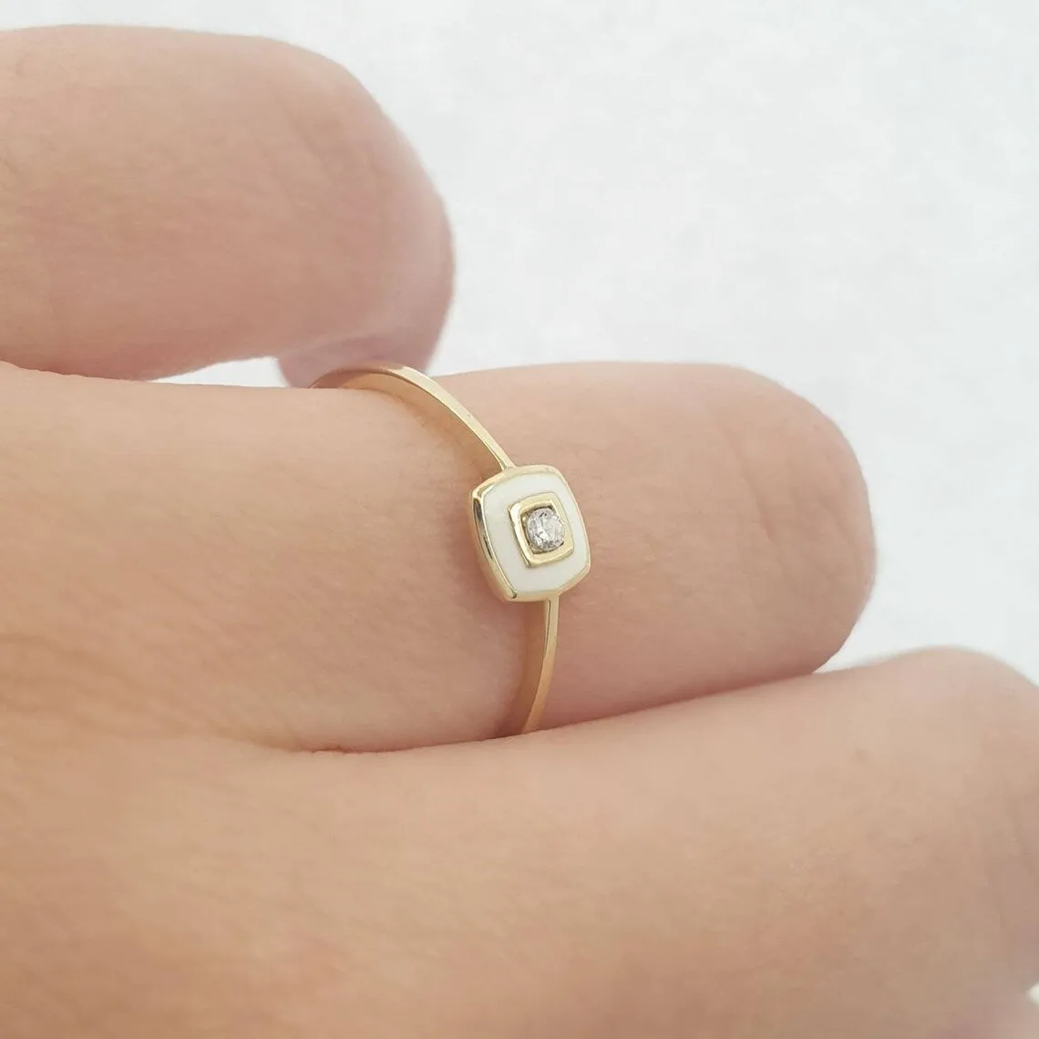 Minimalist square diamond ring