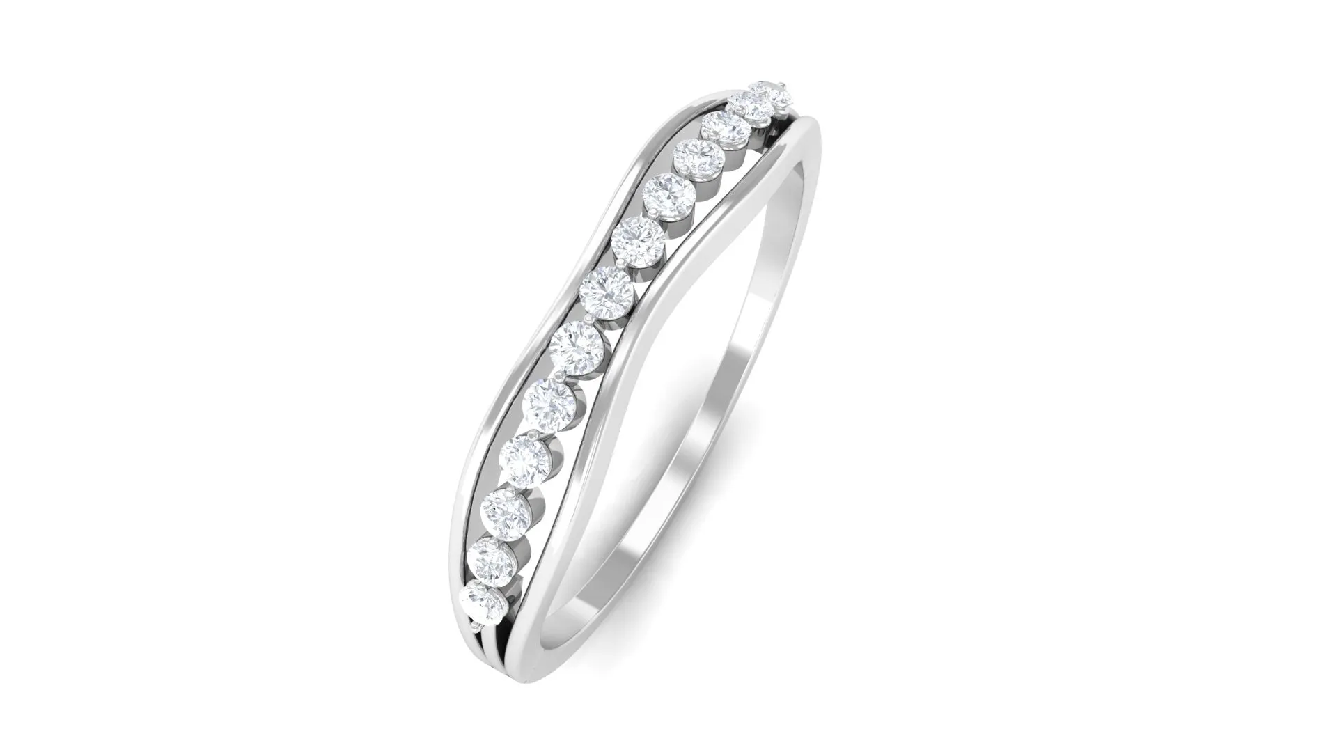 Natural Diamond Half Eternity Minimal Stackable Ring