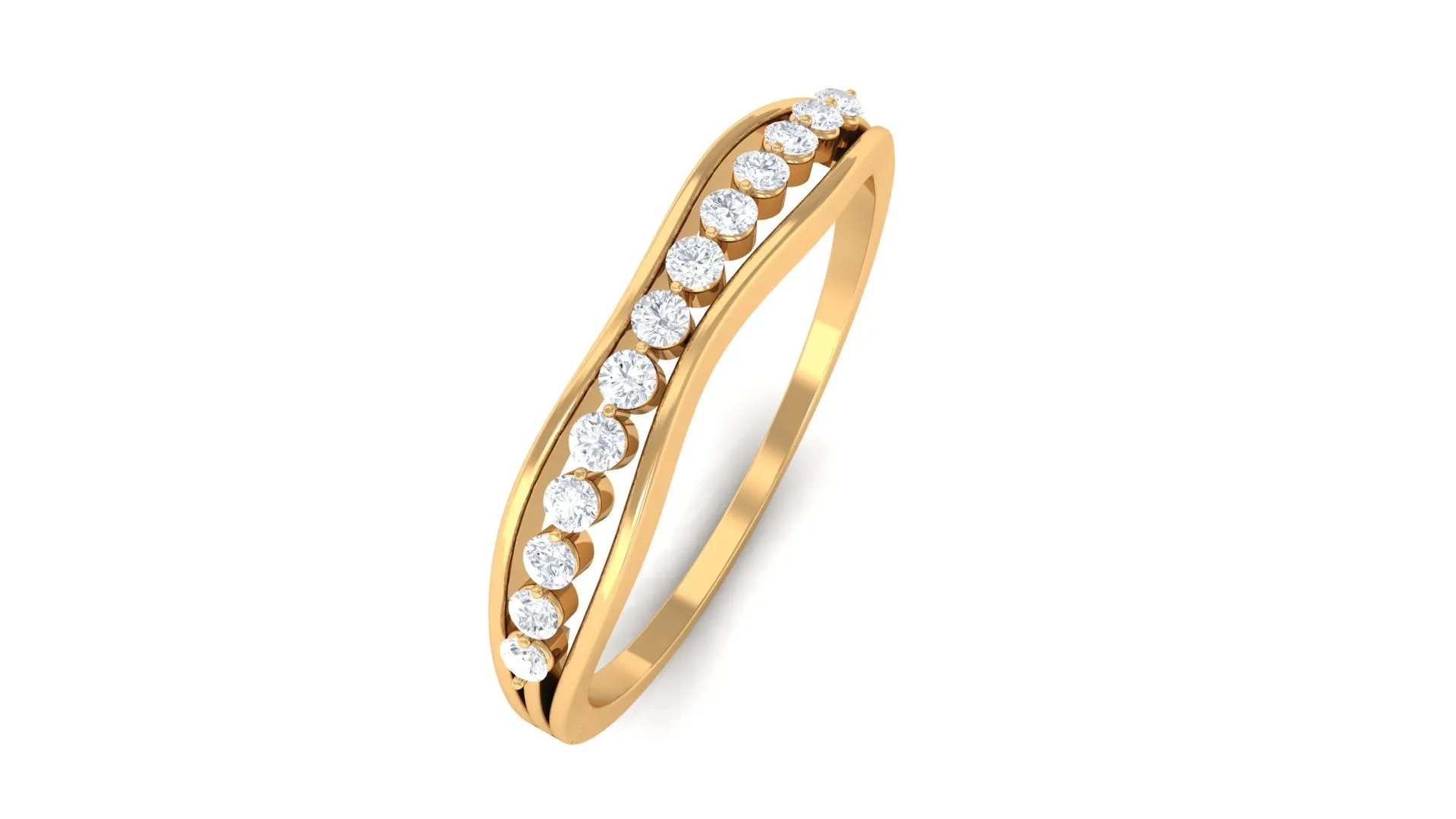 Natural Diamond Half Eternity Minimal Stackable Ring