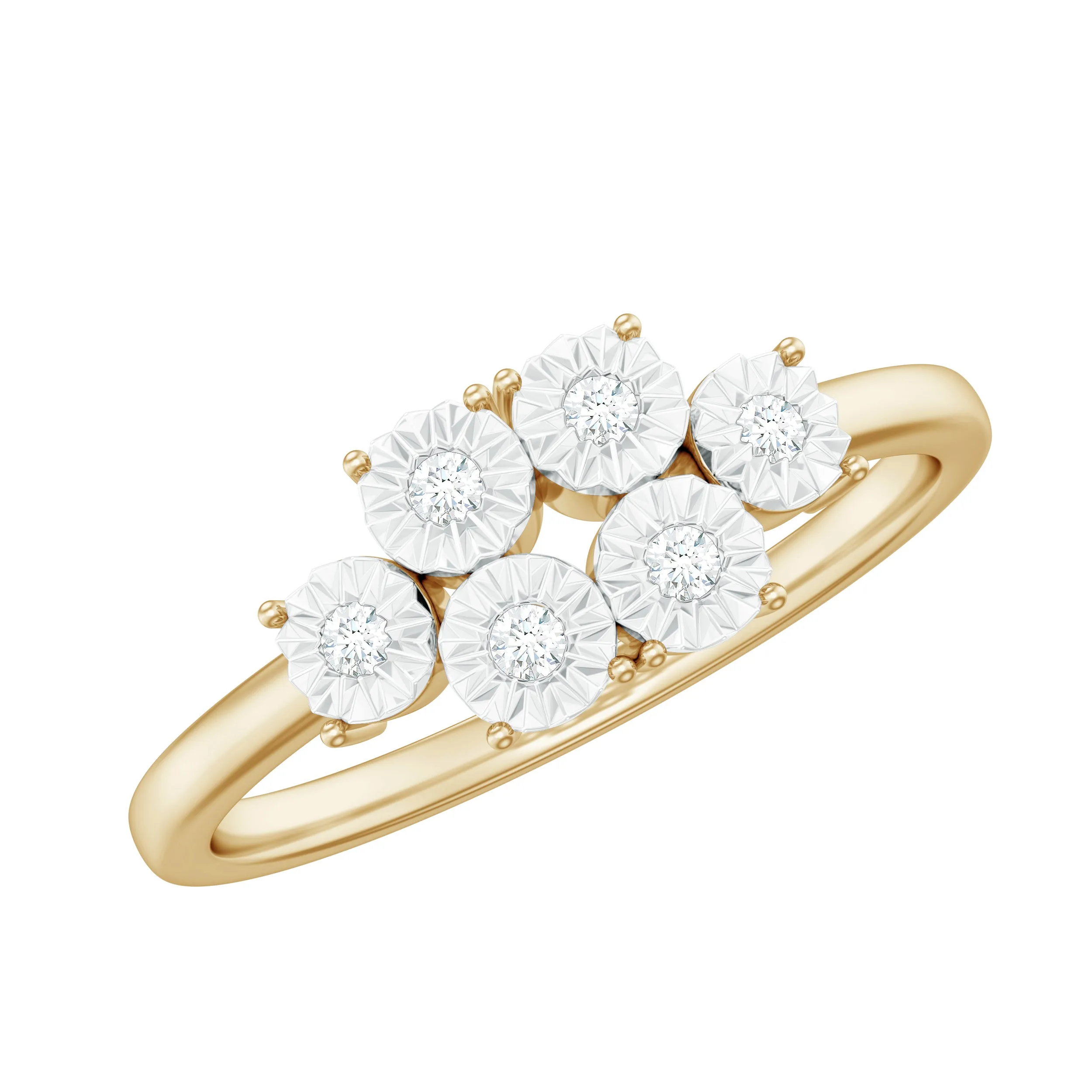 Natural Diamond Miracle Plate Cluster Ring in Gold