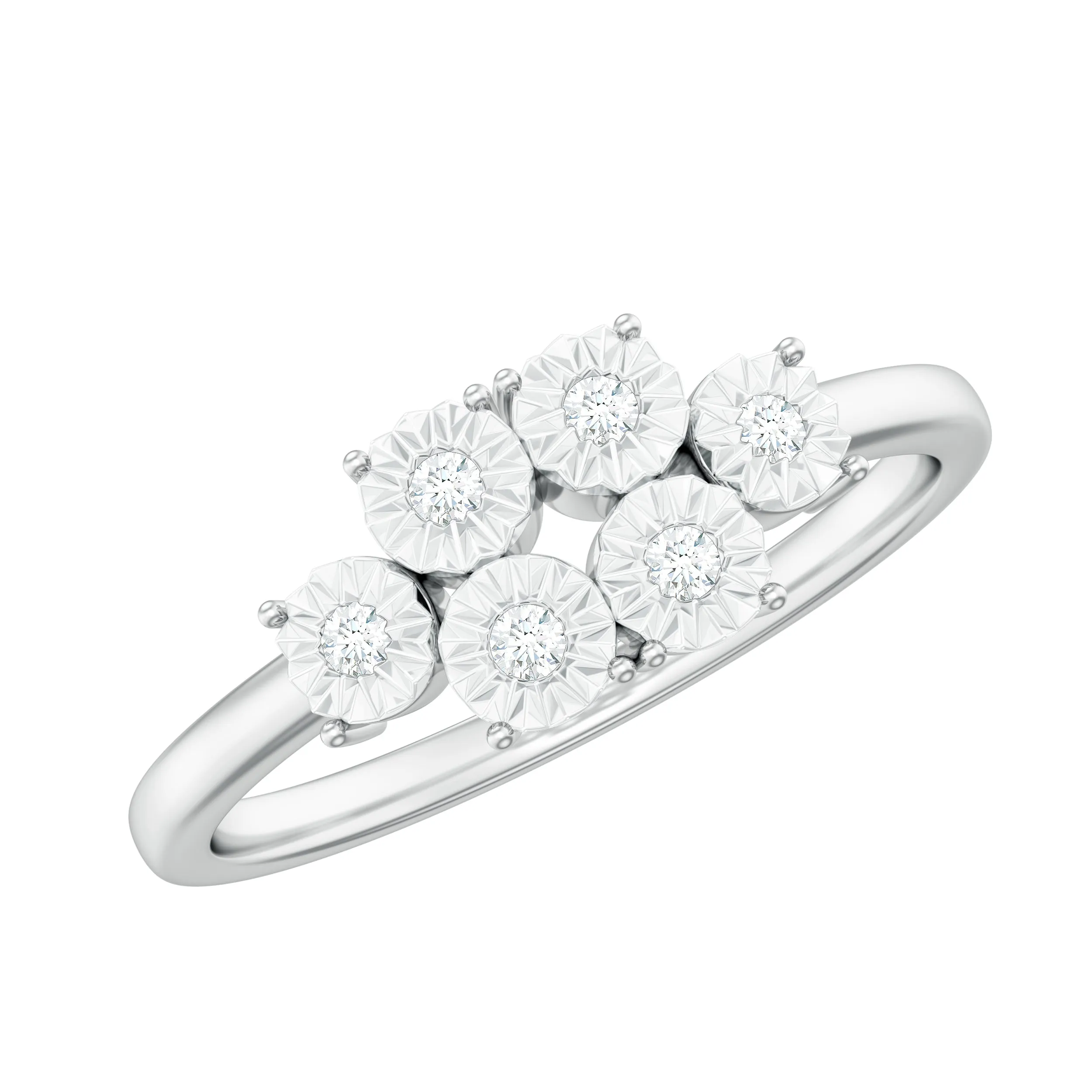 Natural Diamond Miracle Plate Cluster Ring in Gold