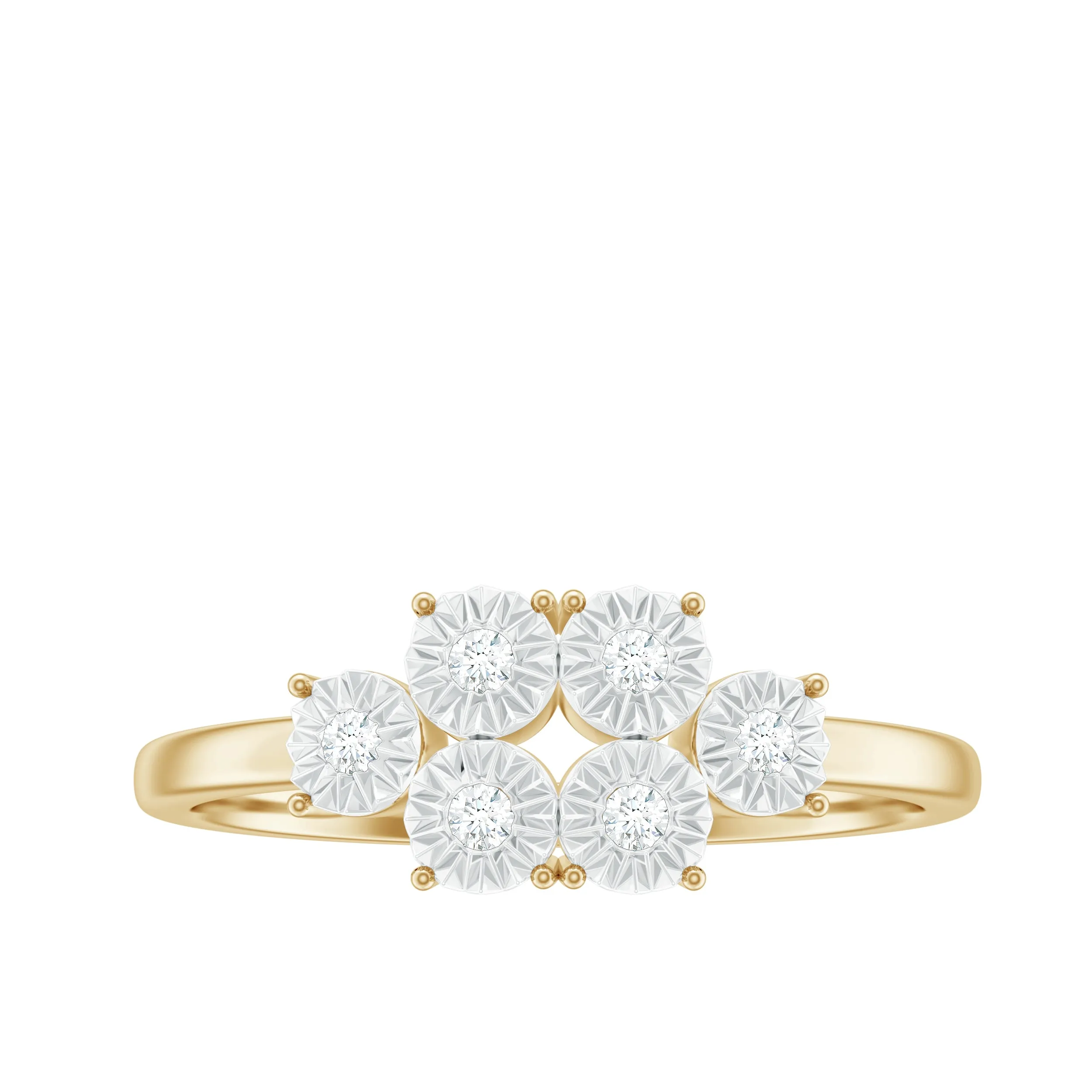 Natural Diamond Miracle Plate Cluster Ring in Gold