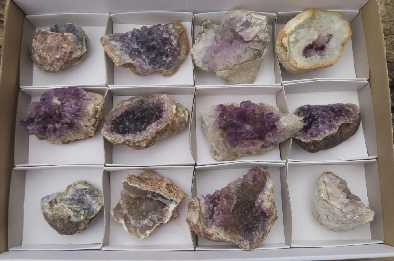 Natural Zululand Amethyst Agate Geodes x 12 from Jozini, South Africa