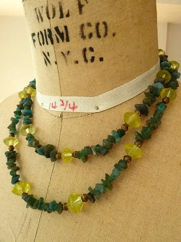 Necklace Apatite and Peridot Double Length