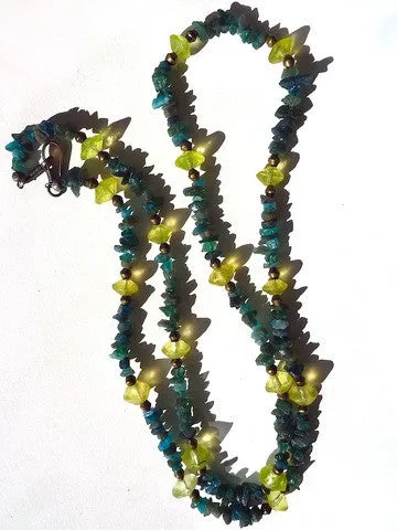 Necklace Apatite and Peridot Double Length