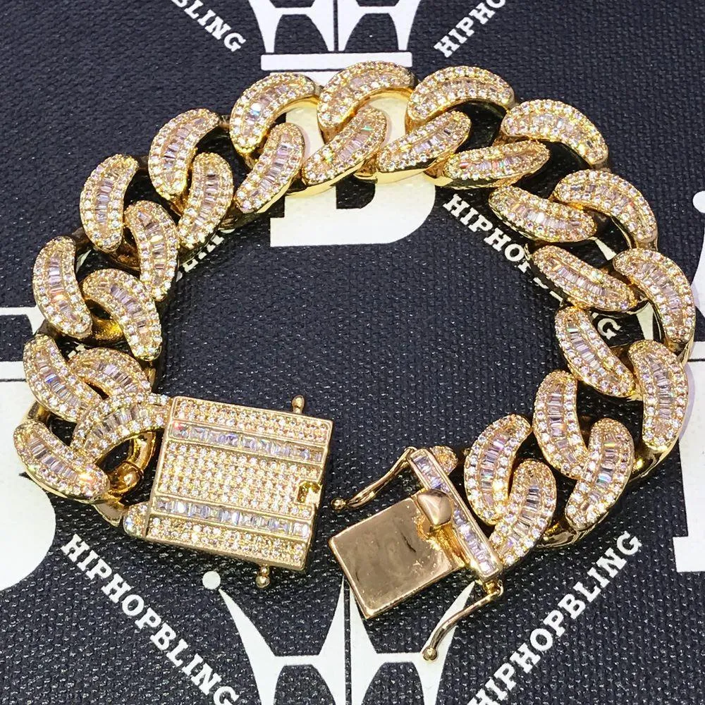 New Baguette Cuban VVS CZ Iced Out Hip Hop Bracelet