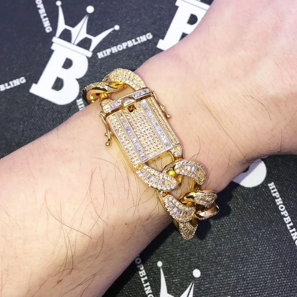 New Baguette Cuban VVS CZ Iced Out Hip Hop Bracelet