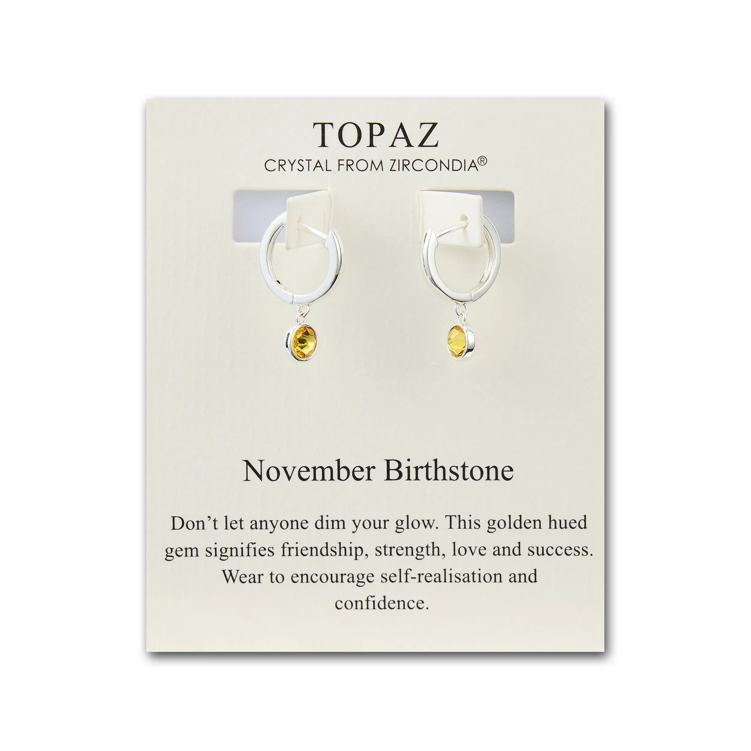 November Birthstone Hoop Earrings Created with Topaz Zircondia® Crystals