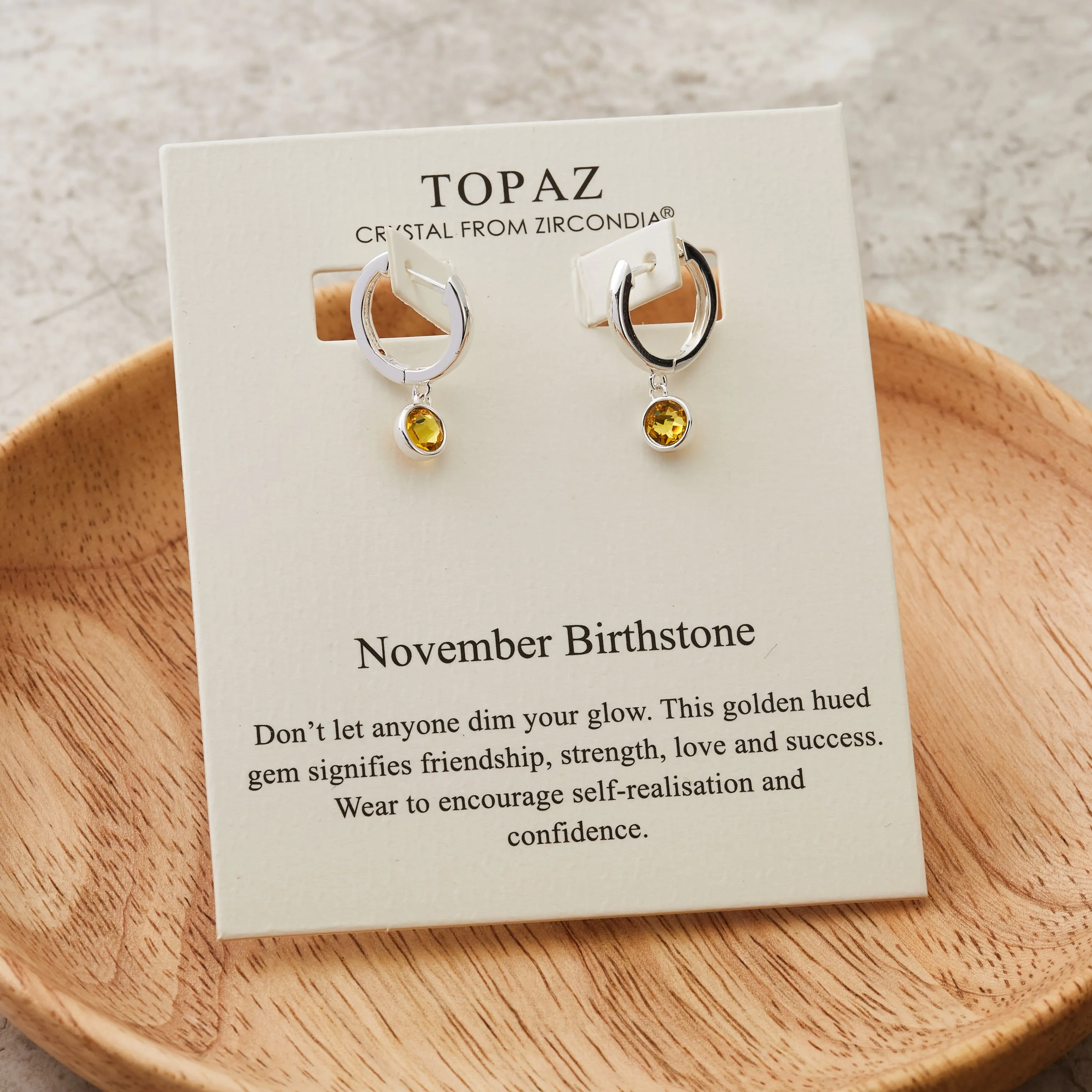 November Birthstone Hoop Earrings Created with Topaz Zircondia® Crystals