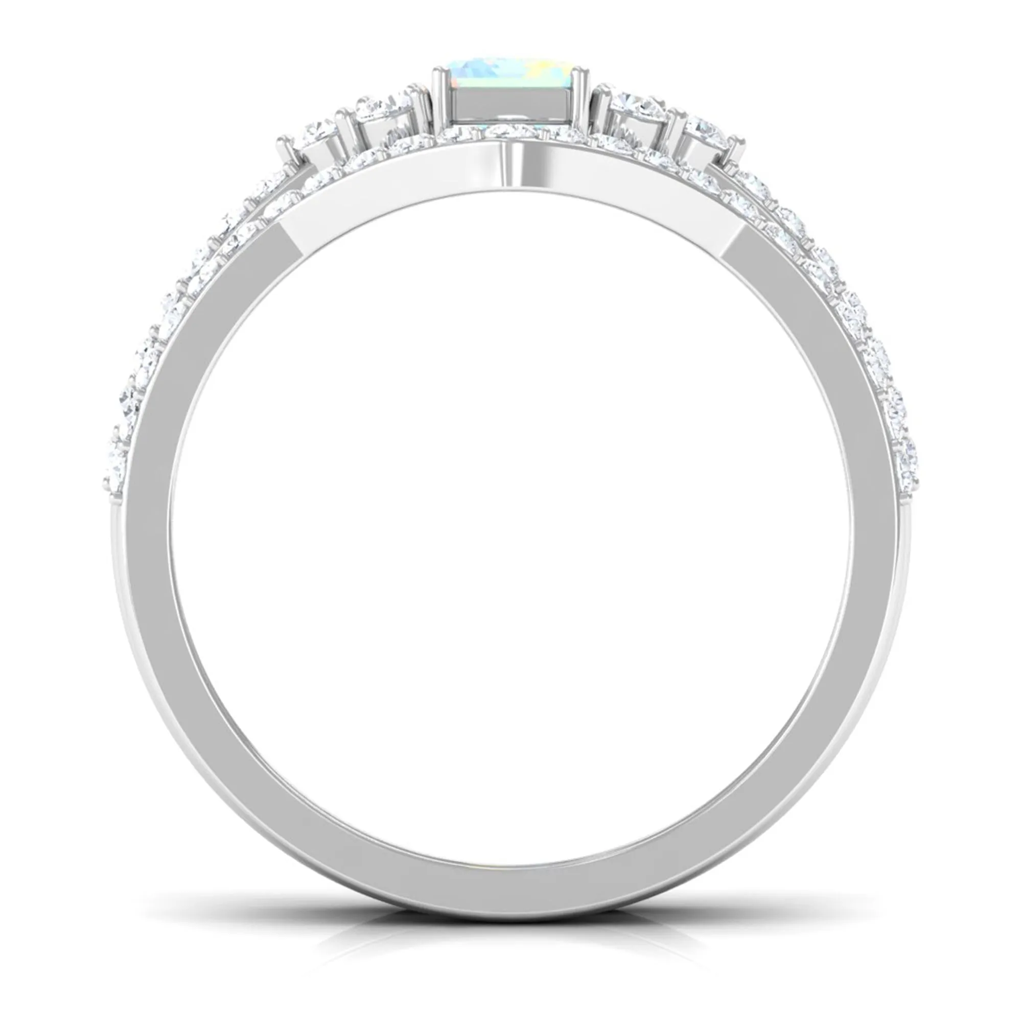 Octagon Cut Ethiopian Opal and Diamond Ring Set