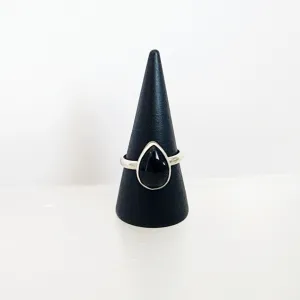 Onyx Teardrop Gemstone Stacking Ring