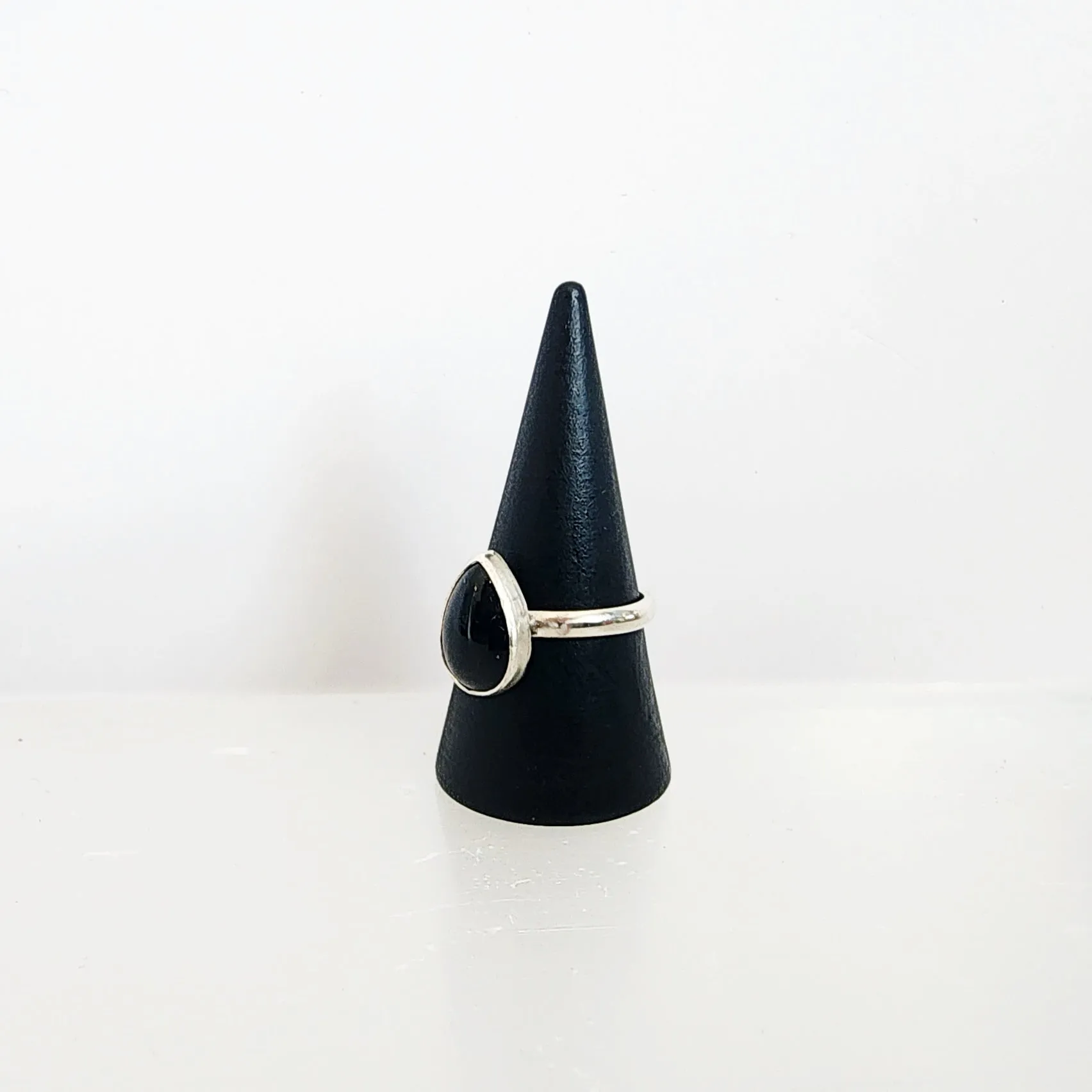 Onyx Teardrop Gemstone Stacking Ring